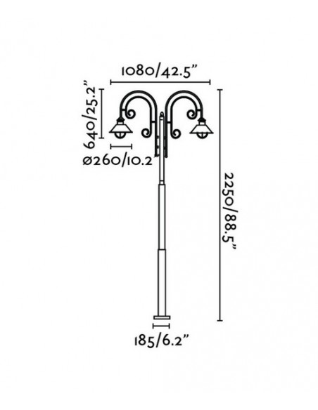 Farola clásica marrón óxido disponible con 1, 2 o 3 luminarias – Náutica – Faro