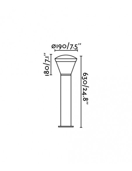 Lámpara LED baliza gris oscuro líneas depuradas disponible en dos tamaños – Shelby – Faro