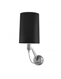 Aplique de pared en acero níquel mate con pantalla de tela negra - Eve - Pujol Iluminación 2