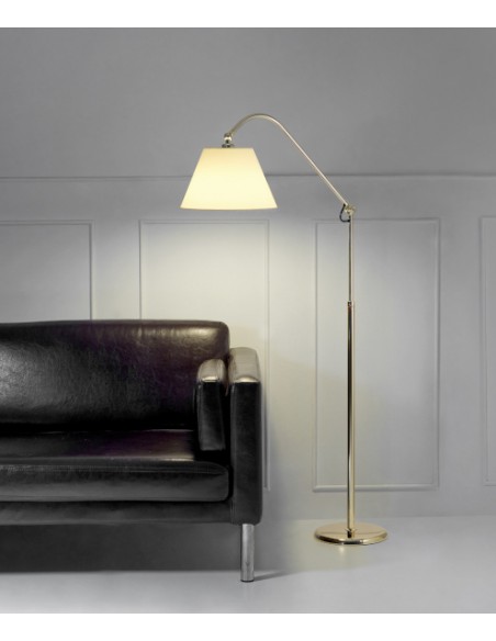 Lámpara de pie de latón y acero en acabado dorado y ajustable en altura - Americana - Pujol Iluminación