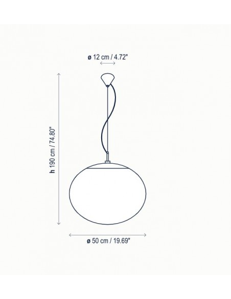 Lámpara colgante formato bola en 2 tamaños y colores - Elipse - Bover