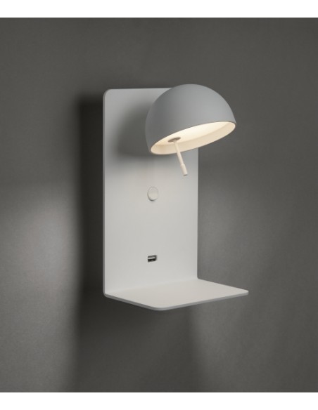 Aplique de pared LED orientable con bandeja y USB - Beddy - Bover