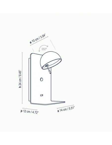 Aplique de pared LED orientable con bandeja y USB - Beddy - Bover