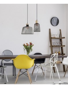 Steel and wood vintage pendant light - Baguet - Exo - Novolux