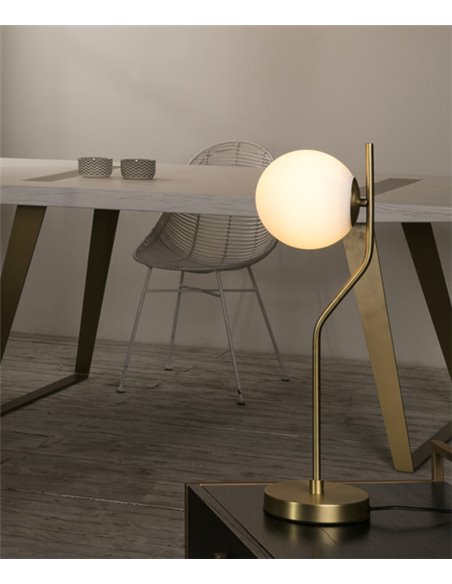 Lámpara de mesa en metal oro viejo y cristal - Maui - ACB Iluminación