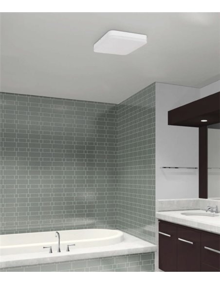 Aplique de techo LED de acrílico con acabado blanco IP 54 3000-6500K – Square – ACB Iluminación