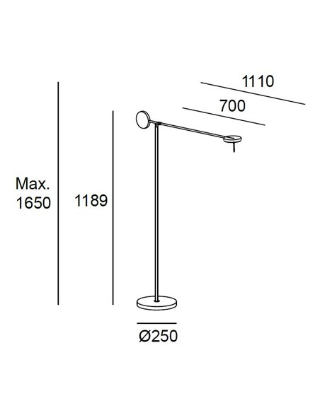 Lámpara de pie Invisible – Leds C4 – Lámpara negra regulable y táctil 2700K/3000K