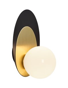 Eccentric wall light - Pedret - Black & Brass decorative light, Glass sphere, Minimalistic style