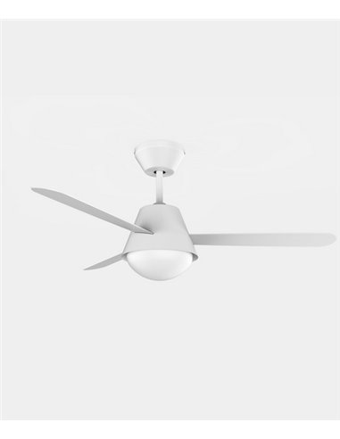 Ceiling fan with light and three reversible white/wooden reversible blades Buran - Leds C4