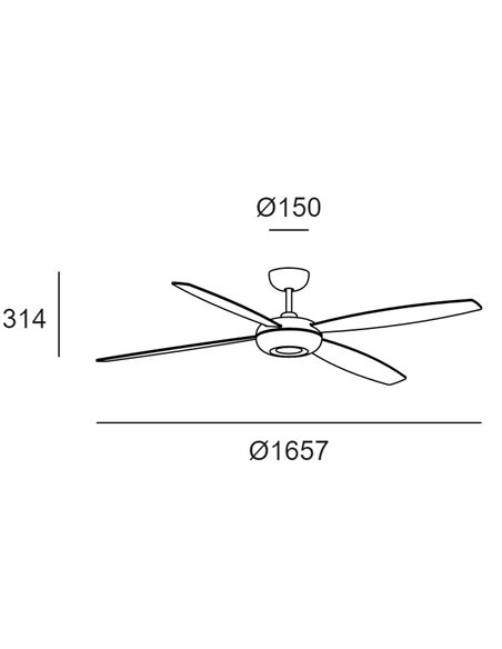 Ceiling fan without light four reversible blades white/sandblasted SMART Kudari - Leds C4