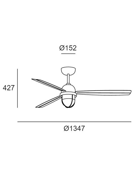 Ceiling fan satin nickel with light and DC motor Mariner - Leds C4