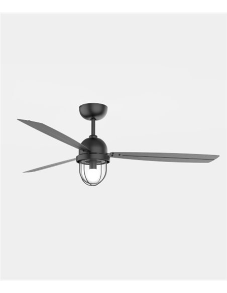 Black ceiling fan with light and DC motor Mariner - Leds C4