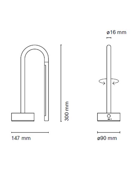 Mini Bow table lamp - Nexia with battery and adjustable light intensity