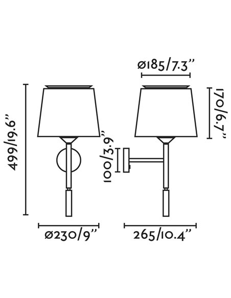 Savoy wall light with reader - Faro - Reading lamp, double switch