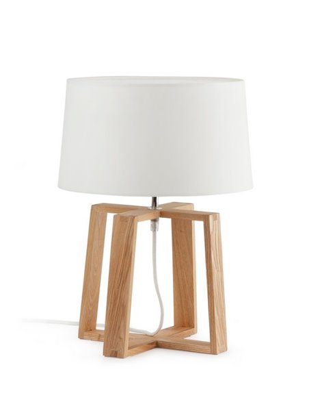 Bliss table lamp - Faro - Ash wood and white textile lampshade