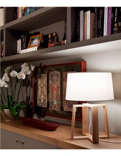 Bliss table lamp - Faro - Ash wood and white textile lampshade