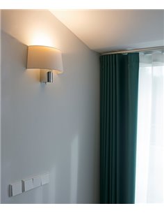 Hotel wall lamp - Faro - White/black fabric lampshade