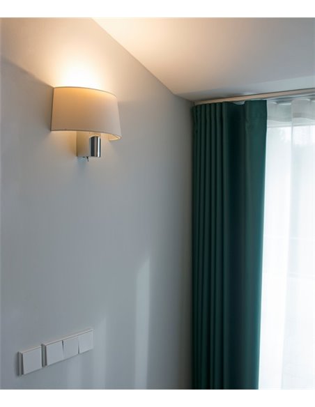 Hotel wall lamp - Faro - White/black fabric lampshade