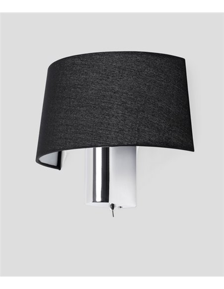 Hotel wall lamp - Faro - White/black fabric lampshade