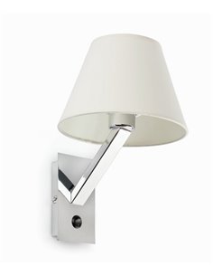 Moma wall light - Faro - Textile lampshade, chrome finish
