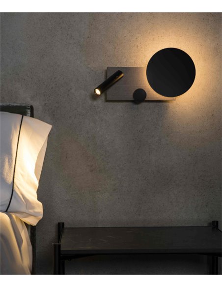 Wall lamp right with reader Klee - Faro - Grey steel, Dimmable, COB LED 2700K