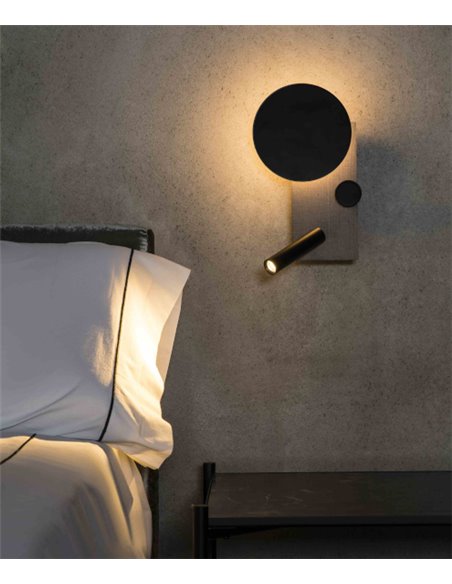 Wall lamp right with reader Klee - Faro - Grey steel, Dimmable, COB LED 2700K