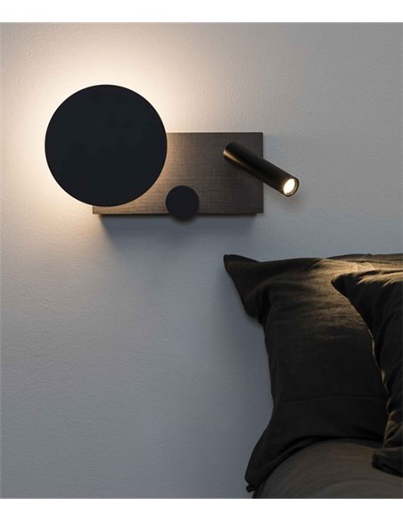 Wall lamp left with reader Klee - Faro - Grey steel, Dimmable, COB LED 2700K