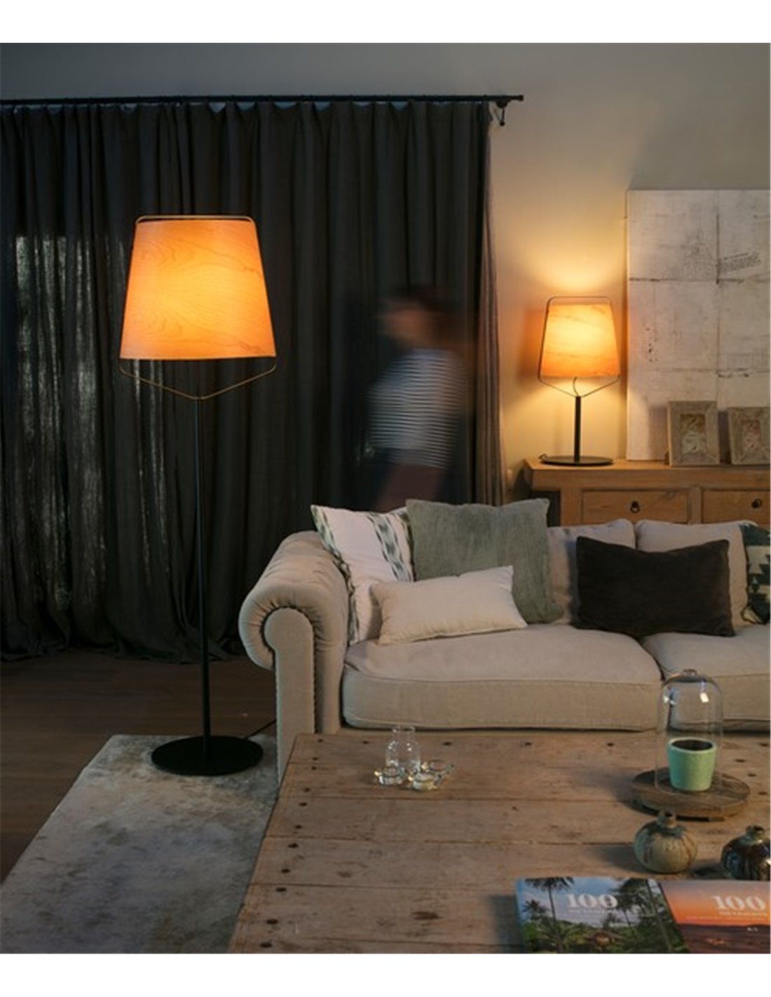Stood Floor Lamp - Faro - Cherry Wood, 182 cm Stood Floor Lamp - Faro - Cherry Wood, 182 cm