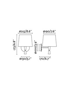 Samba wall light with reader - Faro - Textile lampshade, 1E27+LED 3000K 2