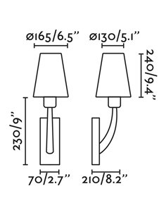 Rem wall light - Faro - Matt nickel+old gold, E27 2
