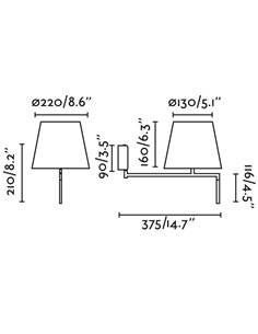 Ron wall light - Faro - Adjustable fabric shade with switch
