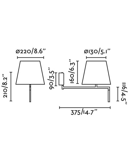Ron wall light - Faro - Adjustable, Textile lampshade