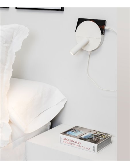 Wall light with reader Duas - Faro - USB, LED 2700K