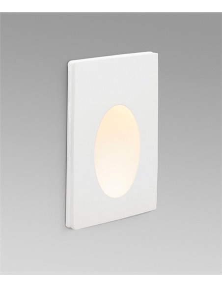 Plas recessed wall light - Faro - Oval white plasterboard light, LED 3000K, 10 cm