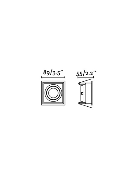 Hyde recessed ceiling downlight - Faro - Square lamp, GU10, 8.9 cm