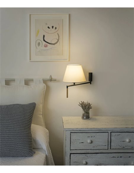 Ron wall light - Faro - Adjustable, Textile lampshade