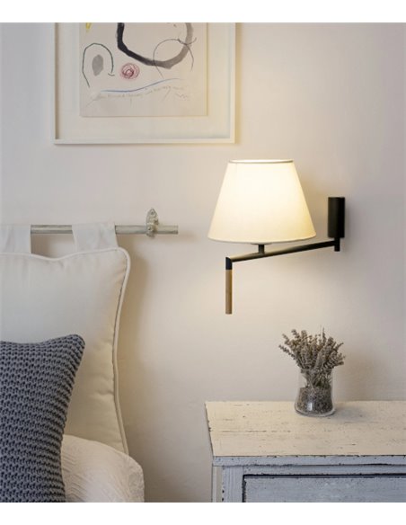 Ron wall light - Faro - Adjustable, Textile lampshade