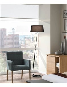 Hotel floor lamp - Faro - Black/white fabric shade