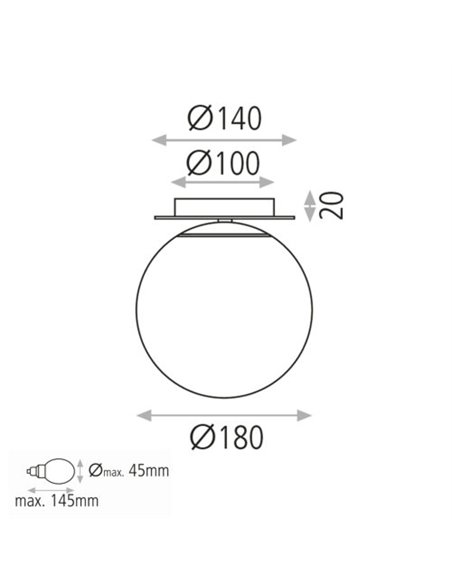 Parma ceiling light - ACB - Ball type, IP44