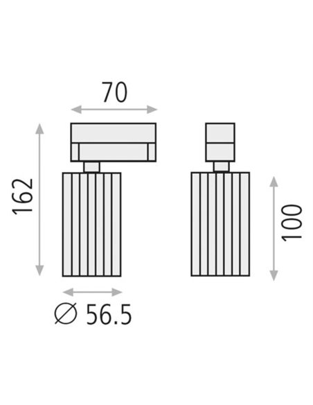 Modrian track spotlight - ACB - Three-phase track, directional lamp, GU10