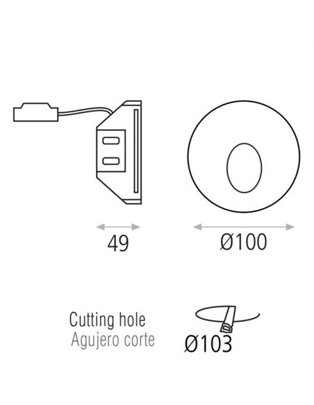 Thriller trimless recessed wall light - ACB - LED 3000K, Ø 10 cm