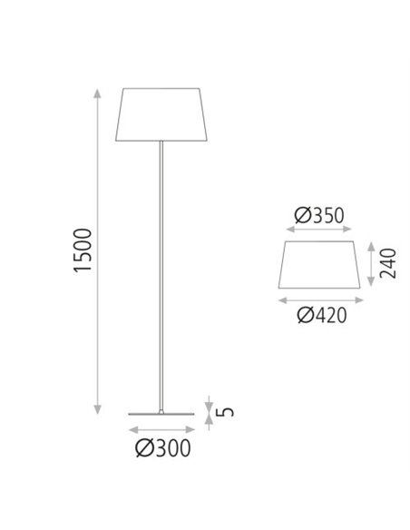 Stilo Floor Lamp - ACB - Black, White lampshade, 150 cm
