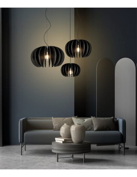 Rosa del Desierto pendant light - ACB - Wooden ceiling light, black