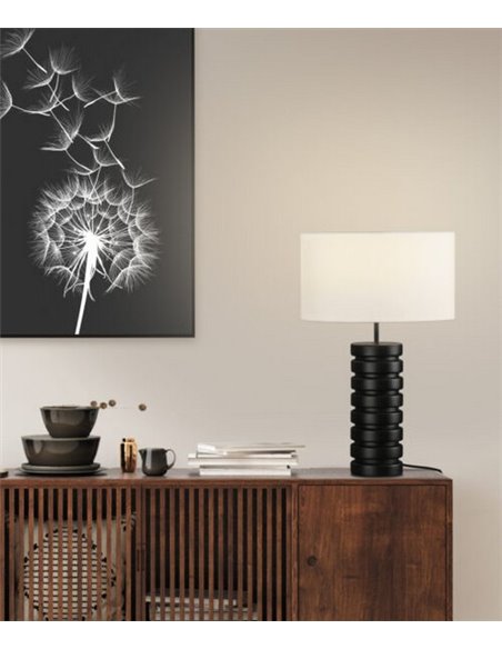 Sharm black table lamp - ACB - Resin lamp, Cotton lampshade, 64 cm