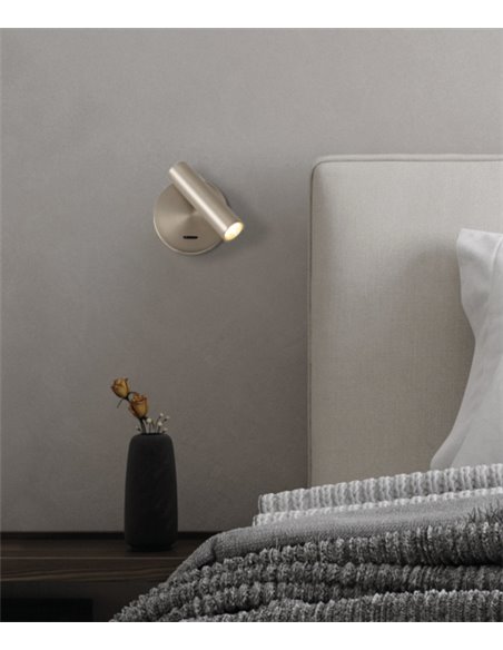 Atria wall light - ACB - Surface, Reading lamp, Adjustable head, Black/Nickel 