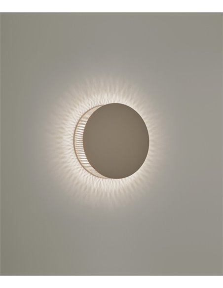 Aplique de pared Helios – Bover – Lámpara redonda, Metal marrón roble, LED 2700K, Regulable Triac