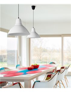 Aluminum pendant light - Massmi - White/ silver industrial light