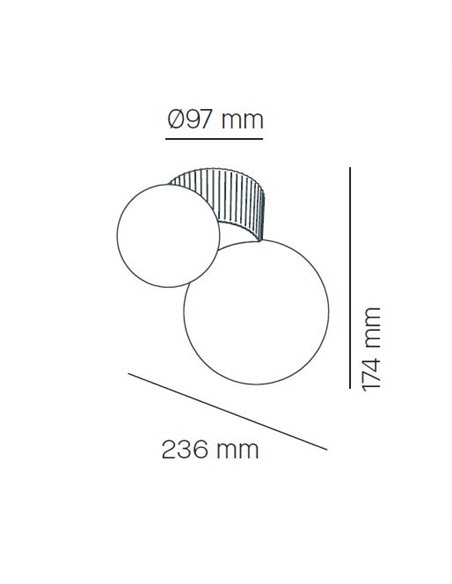 Lámpara de pared Land - Milán - Aplique de pared tipo bola, Acabados visón/gris marengo/terra