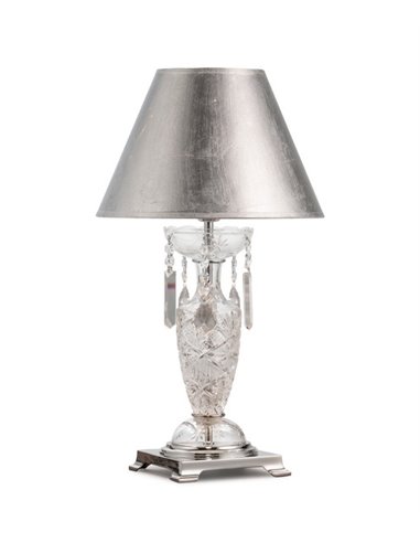 Table lamp - Copenlamp - Asfour glass lamp, Silver leaf lampshade 