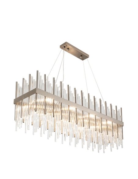 Ceiling pendant light - Copenlamp - Rectangular glass lamp, Satin Chrome